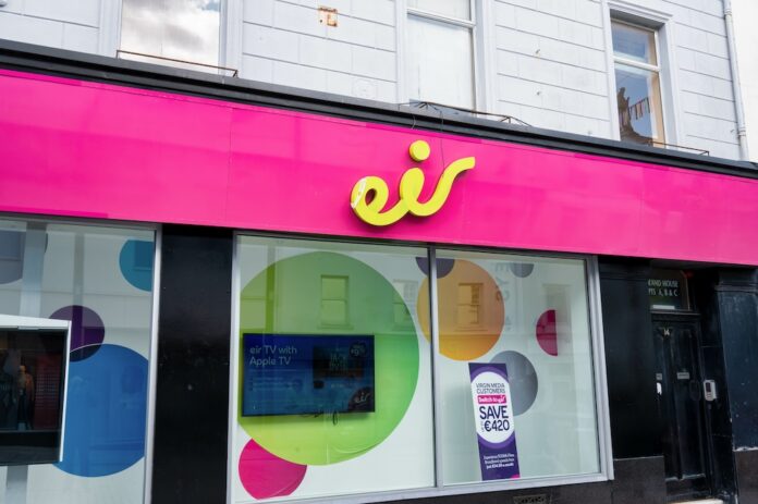 Waterford, Ireland- July 17, 2023: The front of eir store in Waterford Ireland